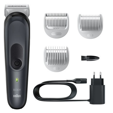 Braun Braun | BG3340 | Body Groomer | Bezprzewodowy i przewodowy | Liczba stopni długości | Liczba głowic golących/ostrzy | Czarny/Sza