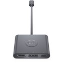 Dell Adapter wideo Dell | 19-pinowe HDMI typu A | 20-pinowe DisplayPort | 24-pinowe USB-C (tylko zasilanie) | żeńskie | 24-pinowe USB