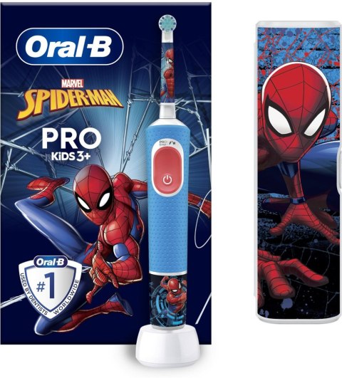 Oral-B Oral-B | Vitality PRO Kids Spiderman | Elektryczna szczoteczka do zębów z etui podróżnym | Akumulatorowa | Dla dzieci | Niebiesk