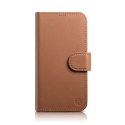 2w1 etui skórzany pokrowiec z klapką iPhone 14 Plus Anti-RFID Wallet Case brązowy