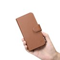 2w1 etui skórzany pokrowiec z klapką iPhone 14 Plus Anti-RFID Wallet Case brązowy