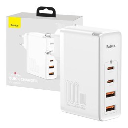 Ładowarka sieciowa Baseus GaN2 Pro, 2x USB + 2x USB-C, 100W, EU (biała)