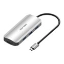 Stacja dokująca USB-C do HDMI, VGA, 3x USB 3.0, PD 0,15m Vention TOIHB (szary)