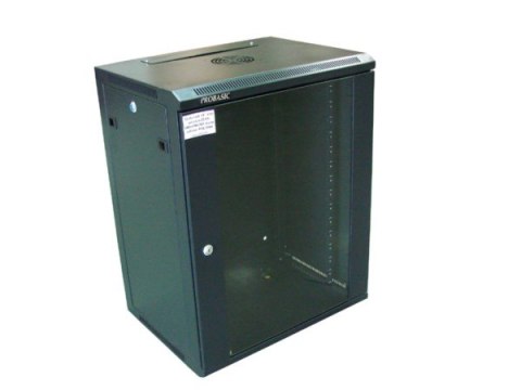 Szafa 19' wisząca ZETA 15U 600x450 RAL9004 szkło d